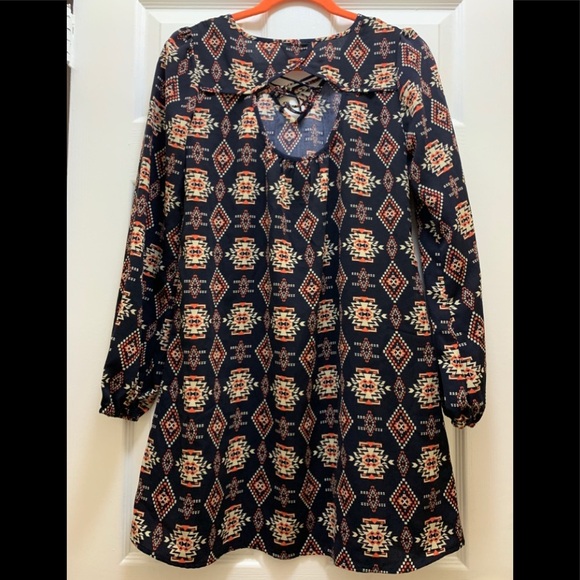 Xhilaration Long Sleeve Aztec Print Tunic Dress Size M - Picture 6 of 6